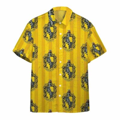3D Harry Potter Hogwarts Hufflepuff House Pride Crests Custom Hawaii Shirt_9091