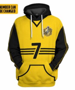   3D H.P Hufflepuff Quidditch Uniform Custom Number Hoodie Tshirt Apparel_3659