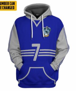  3D H.P Ravenclaw Quidditch Uniform Custom Number Hoodie Tshirt Apparel_5799