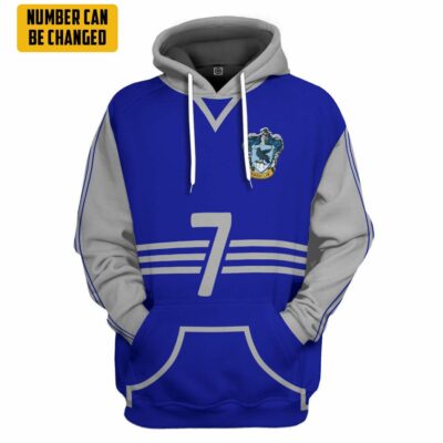   3D H.P Ravenclaw Quidditch Uniform Custom Number Hoodie Tshirt Apparel_5799