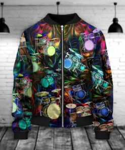 Drum Neon Art All Over Printed Unisex Shirts