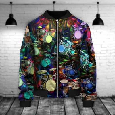 Drum Neon Art All Over Printed Unisex Shirts