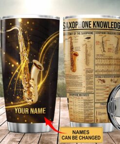 Personalized Name Saxophone Knowledge Tumbler 20oz 30oz Cup
