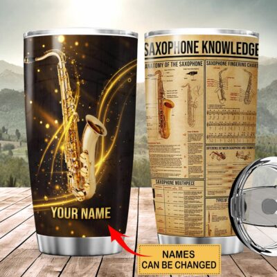 Personalized Name Saxophone Knowledge Tumbler 20oz 30oz Cup