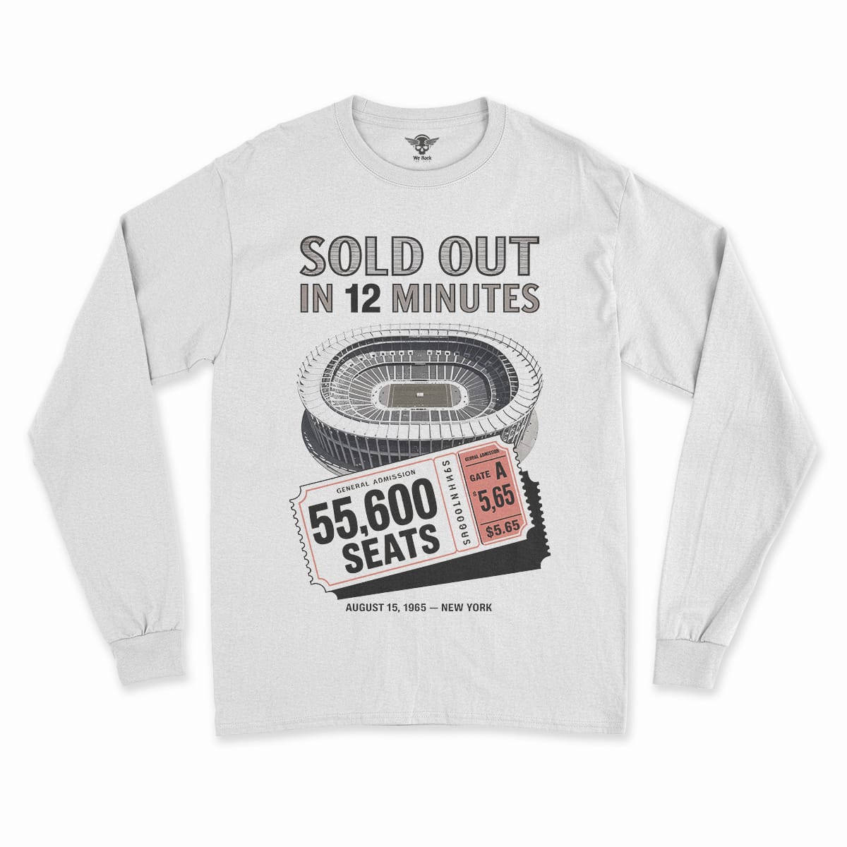 55,600 — Shea Stadium August 15 1965 — Concert Heritage Tee — Design I