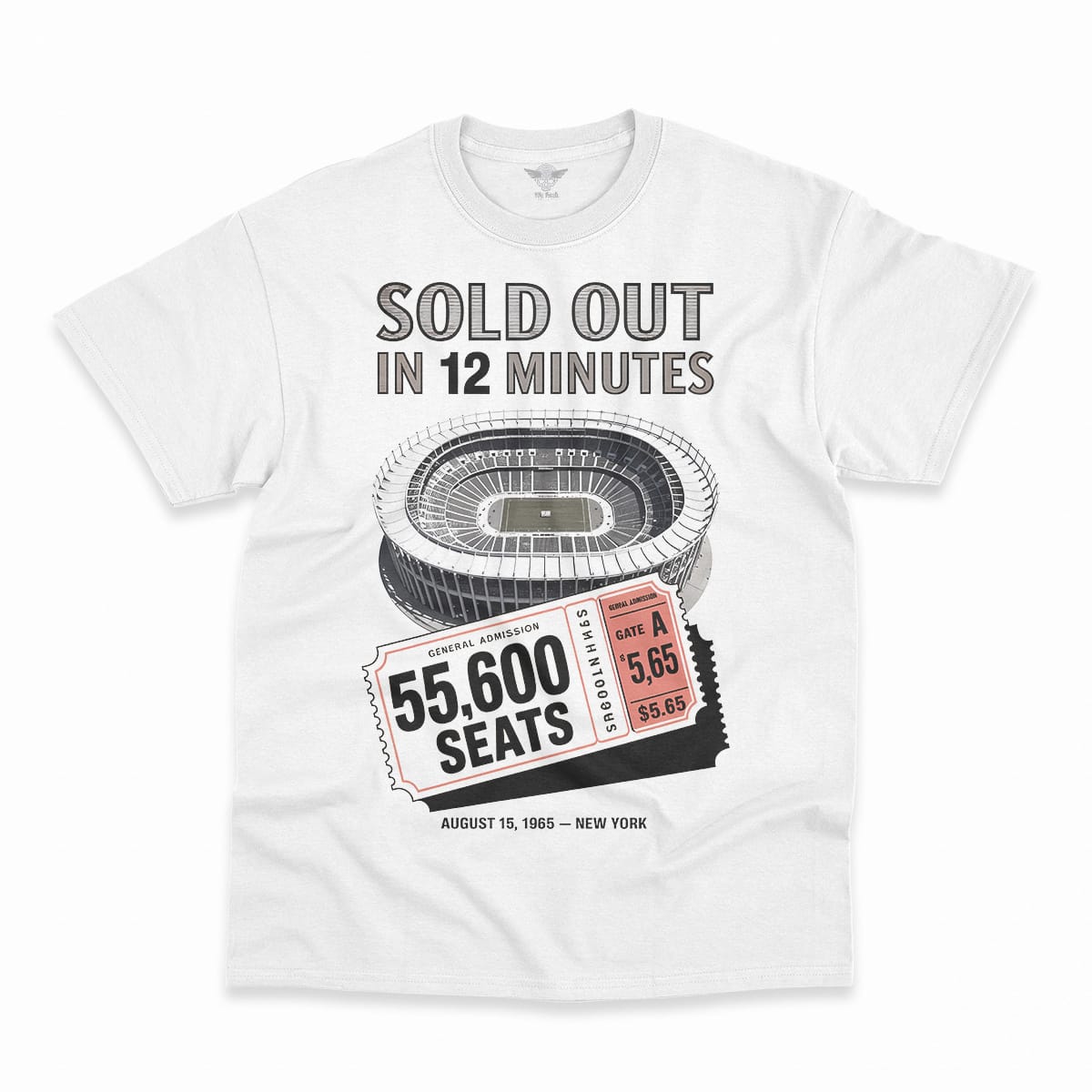55,600 — Shea Stadium August 15 1965 — Concert Heritage Tee — Design I