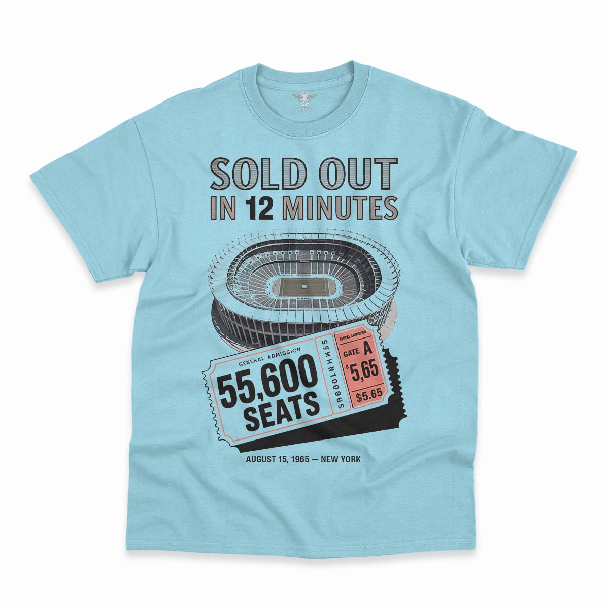55,600 — Shea Stadium August 15 1965 — Concert Heritage Tee — Design I