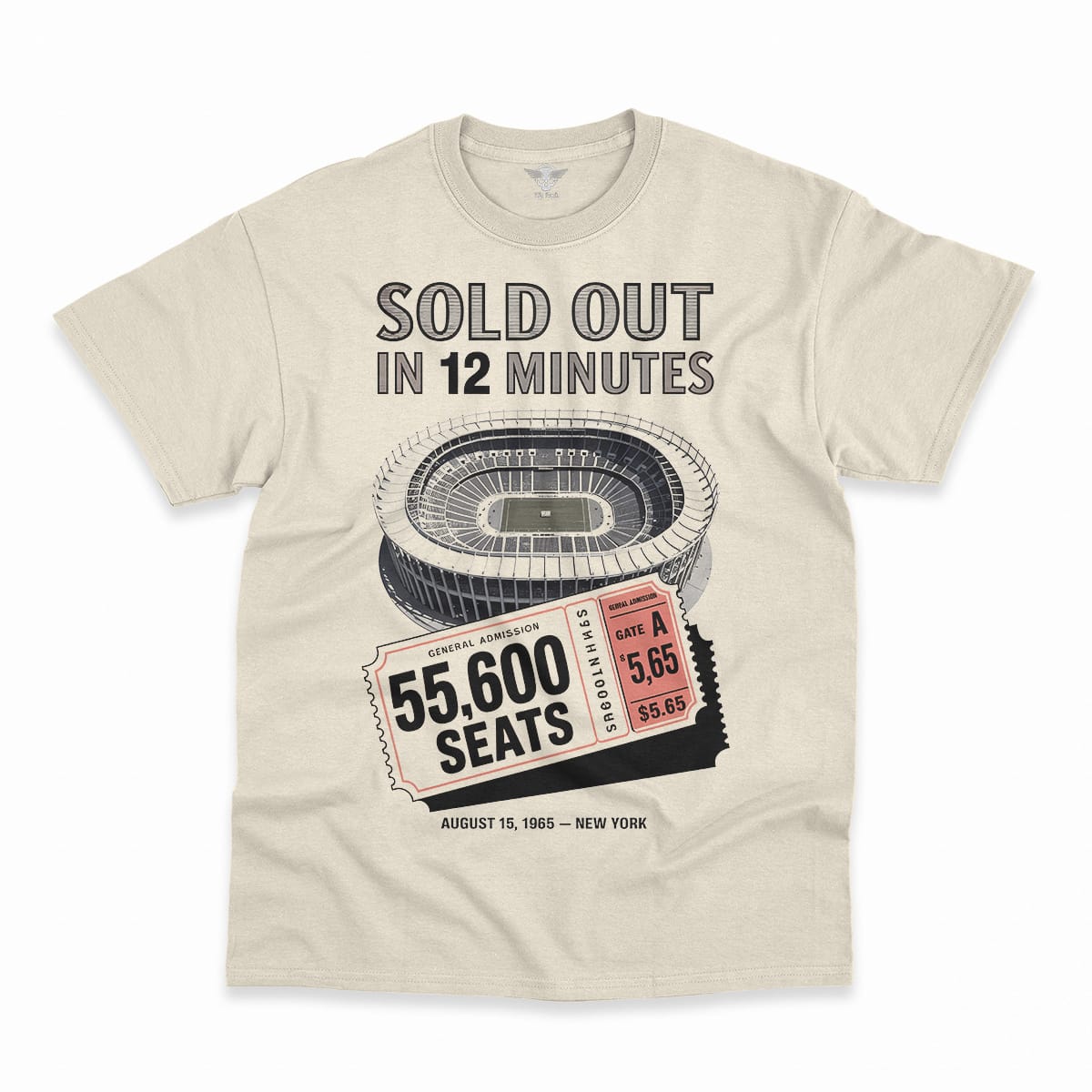 55,600 — Shea Stadium August 15 1965 — Concert Heritage Tee — Design I