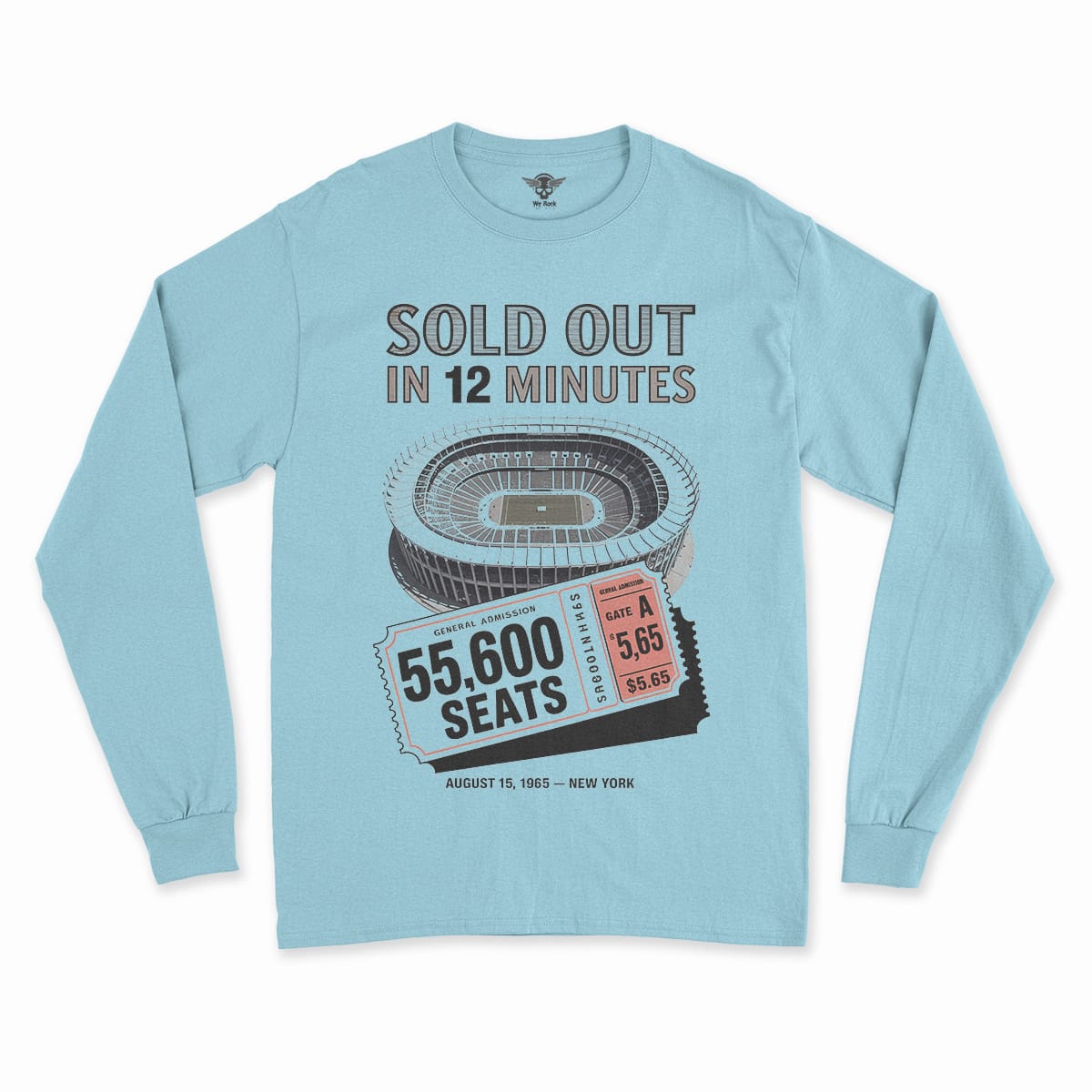 55,600 — Shea Stadium August 15 1965 — Concert Heritage Tee — Design I