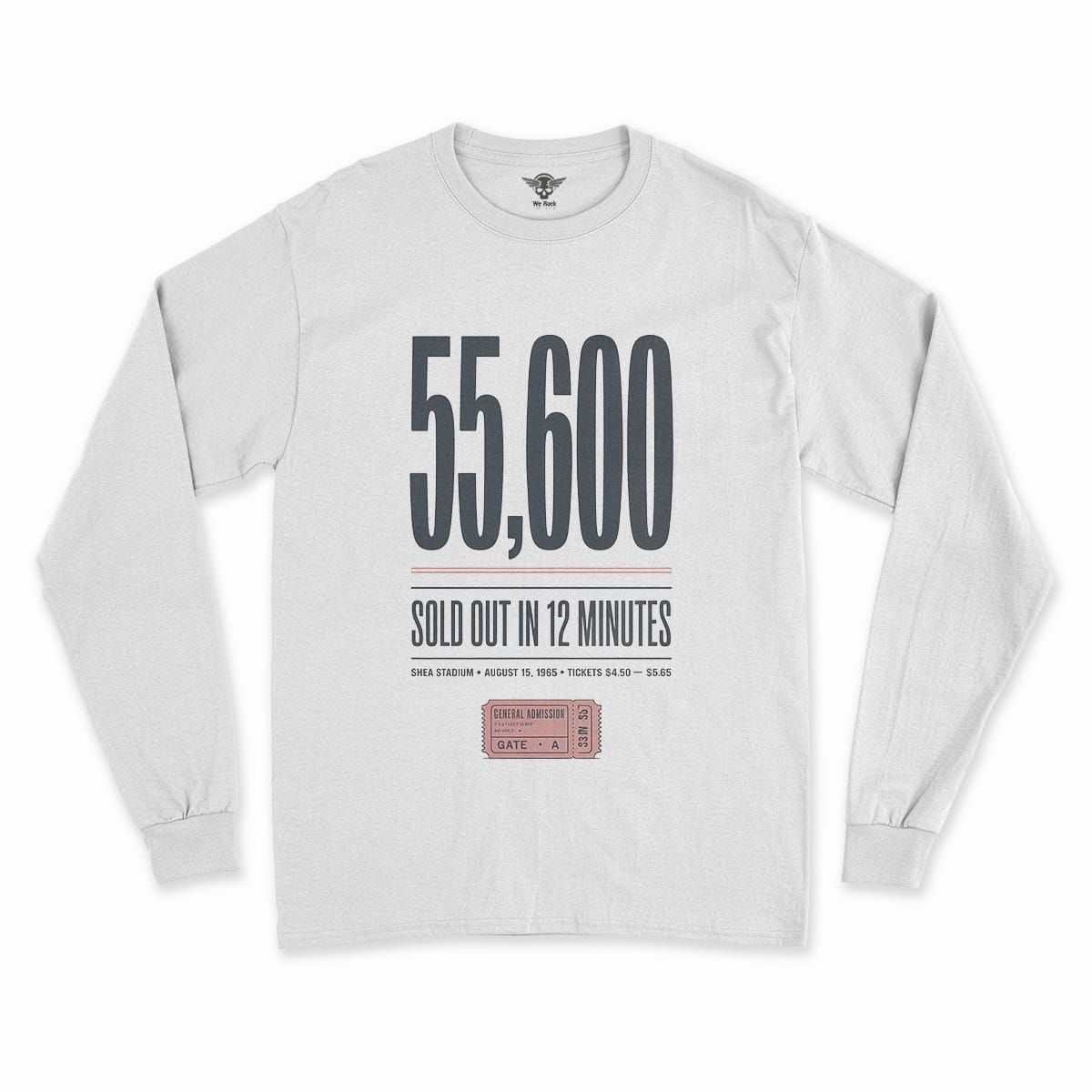 55,600 — Shea Stadium August 15 1965 — Concert Heritage Tee — Design II