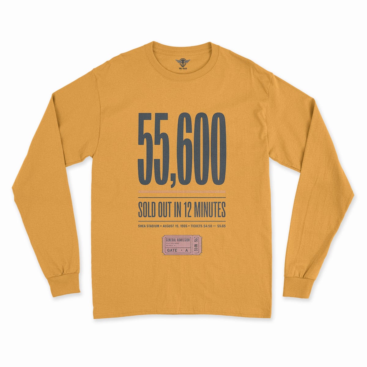55,600 — Shea Stadium August 15 1965 — Concert Heritage Tee — Design II
