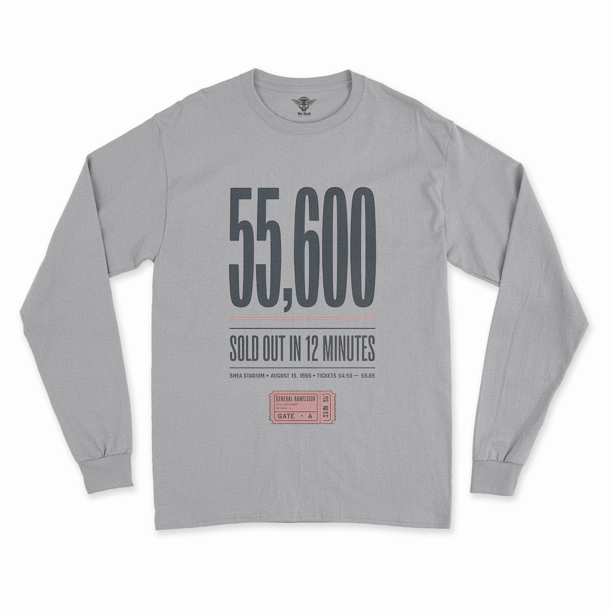 55,600 — Shea Stadium August 15 1965 — Concert Heritage Tee — Design II