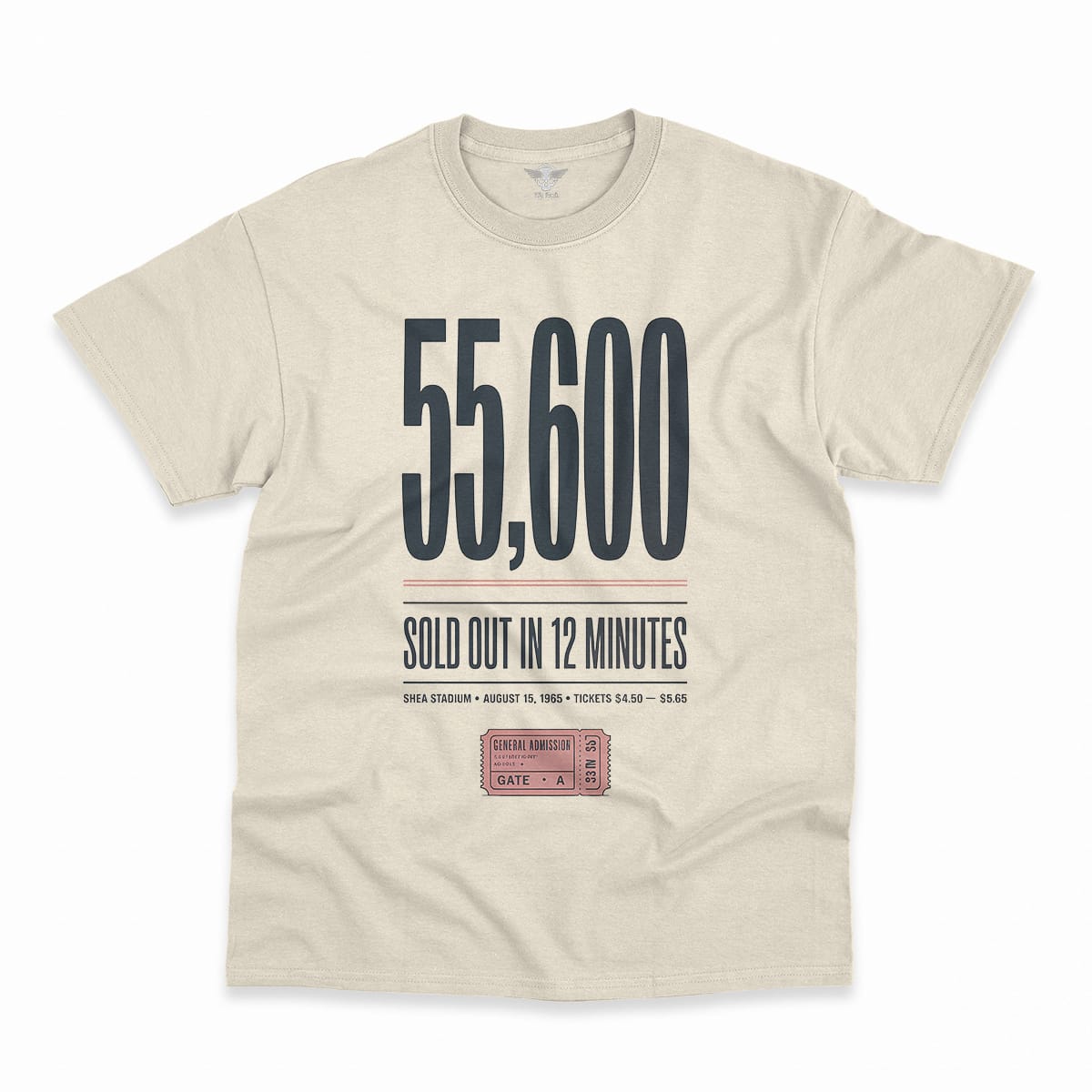 55,600 — Shea Stadium August 15 1965 — Concert Heritage Tee — Design II