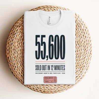 55,600 — Shea Stadium August 15 1965 — Concert Heritage Tee — Design II