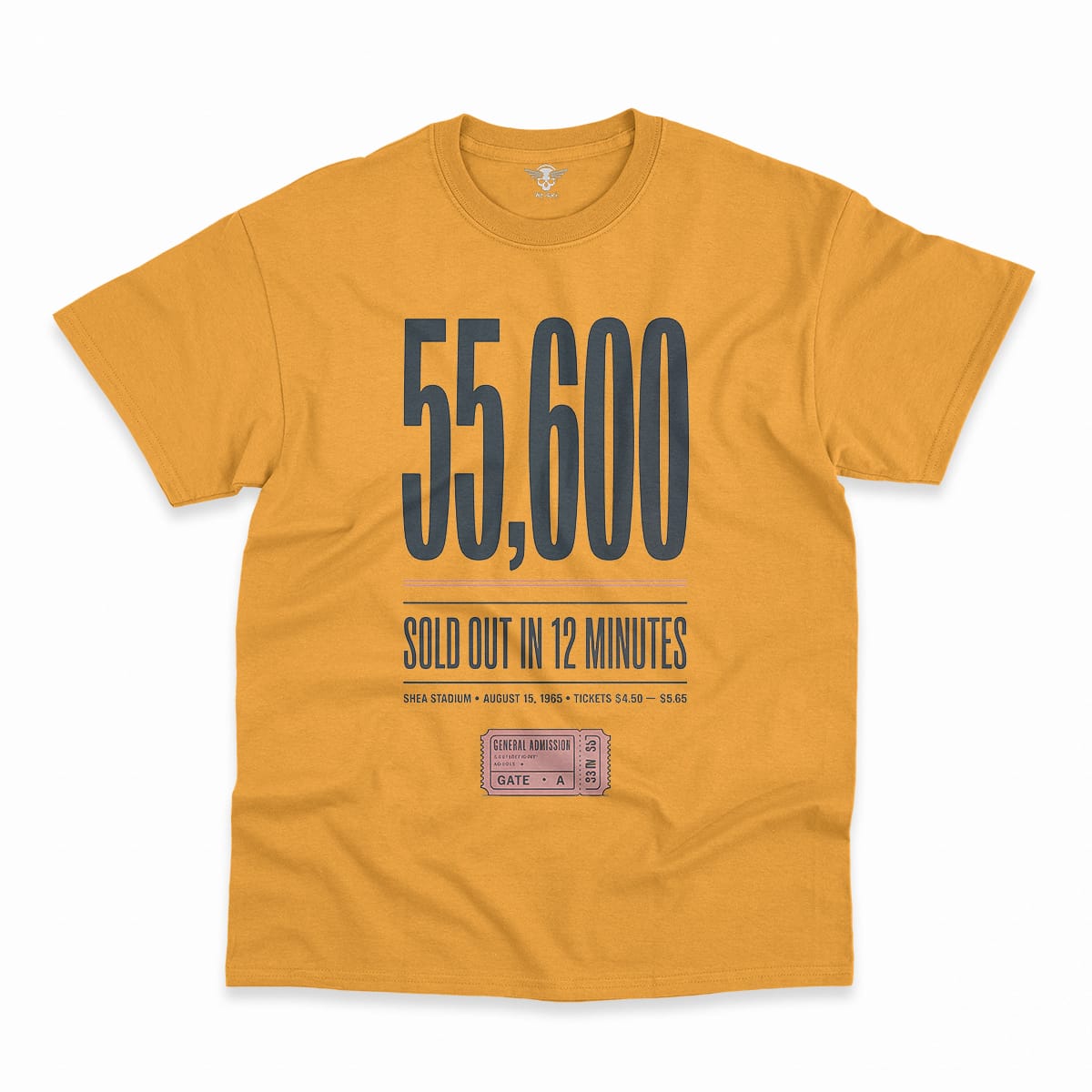 55,600 — Shea Stadium August 15 1965 — Concert Heritage Tee — Design II