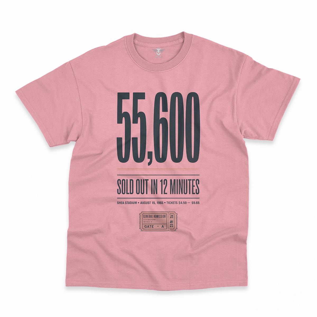 55,600 — Shea Stadium August 15 1965 — Concert Heritage Tee — Design II