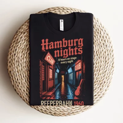 Hamburg Nights — 8 Hours Every Night — Reeperbahn 1960 Rock Heritage Tee — Design I