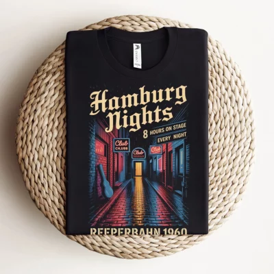 Hamburg Nights — 8 Hours Every Night — Reeperbahn 1960 Rock Heritage Tee — Design II