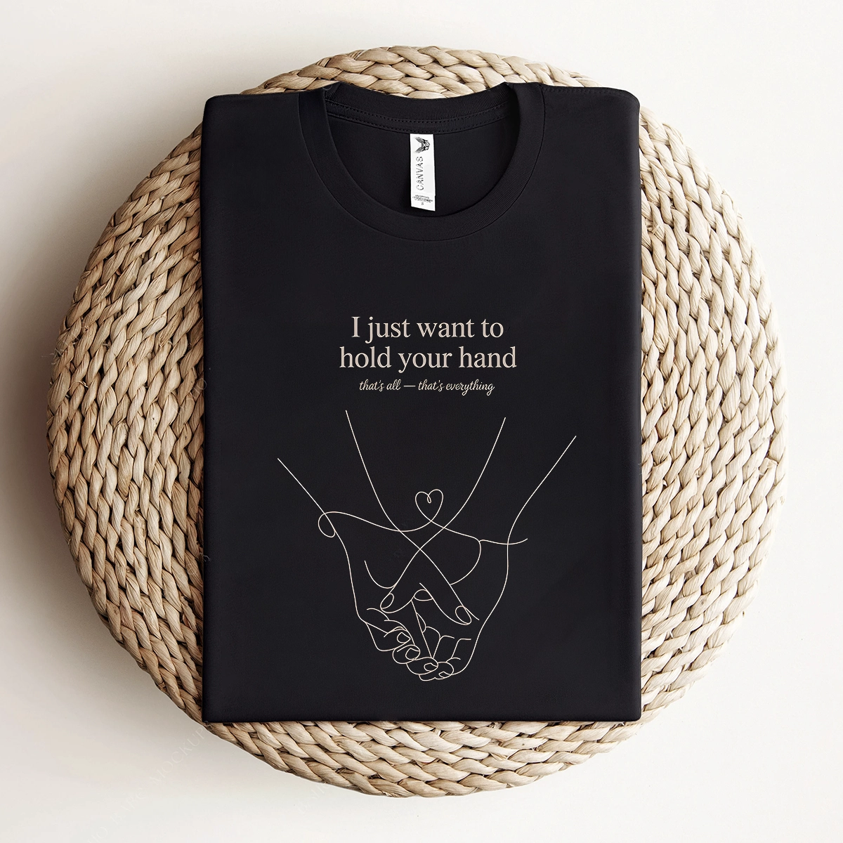 Hold Your Hand — December 1963 Minimalist Love Rock Tee — Design I
