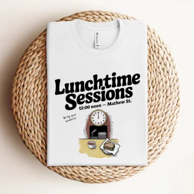 Lunchtime Sessions — 12:00 Noon Mathew Street Liverpool Tee — Design I