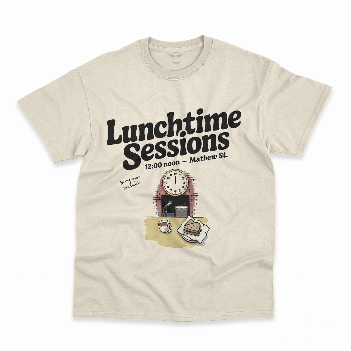 Lunchtime Sessions — 12:00 Noon Mathew Street Liverpool Tee — Design I