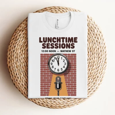 Lunchtime Sessions — 12:00 Noon Mathew Street Liverpool Tee — Design II