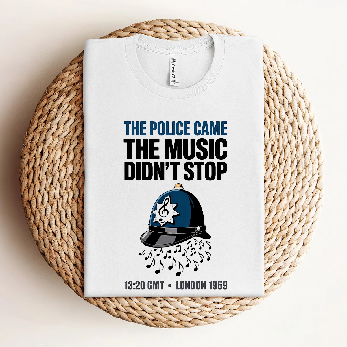 The Police Came — The Music Didn't Stop 1969 Rock Tee — Design I