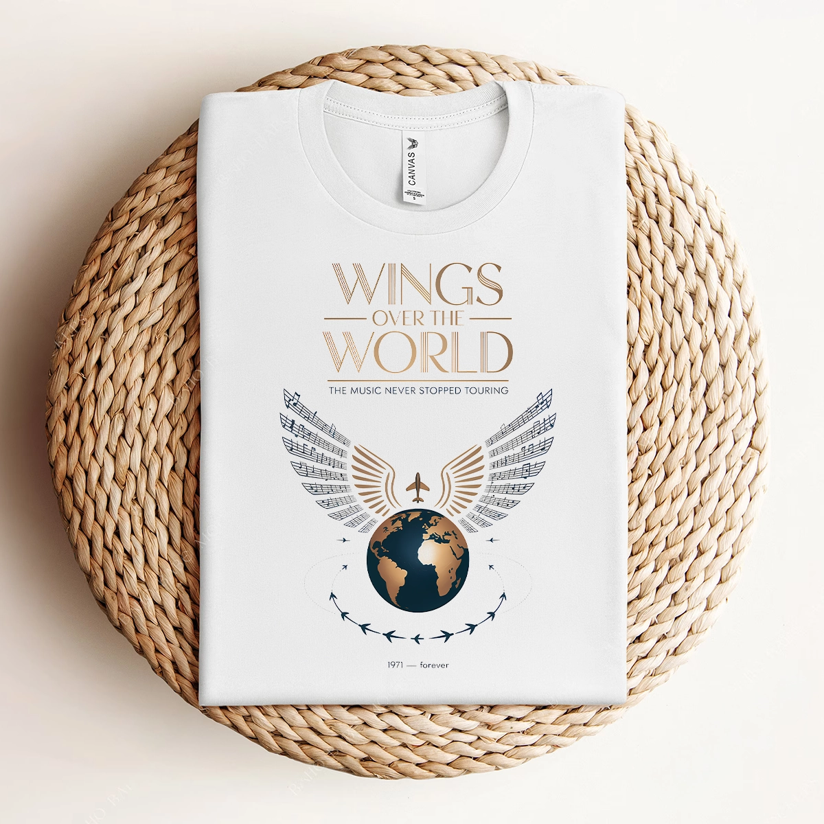 Wings Over the World — The Music Never Stopped Touring Rock Tee